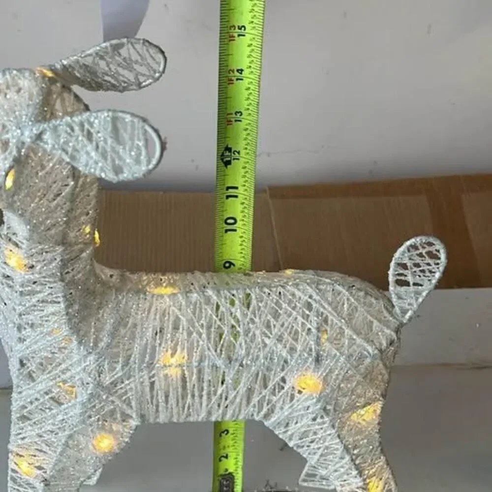White Winter decor light up deer 16 inch tall